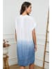 Fleur de Lin Leinen-Kleid in Weiß/ Hellblau