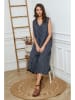 Joséfine Leinen-Kleid in Dunkelblau