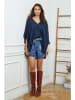 Joséfine Linnen blouse donkerblauw