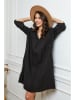 Fleur de Lin Leinen-Kleid in Schwarz