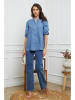 Fleur de Lin Leinen-Bluse  in Blau