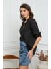 Fleur de Lin Leinen-Bluse  in Schwarz
