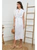 La Compagnie Du Lin Lniana sukienka w kolorze białym