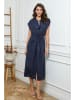Joséfine Leinen-Kleid in Dunkelblau