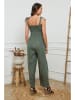 Fleur de Lin Leinen-Jumpsuit "Naomi" in Khaki