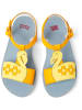 Camper Leder-Sandalen in Hellblau/ Gelb