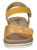 bama Skórzane sandały w kolorze żółtym na koturnie