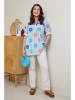 Curvy Lady Blouse lichtblauw/meerkleurig