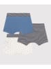 PETIT BATEAU 3-delige set: boxershorts blauw/lichtgrijs/wit