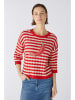 Oui Pullover in Rot/ Creme