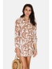 Le Jardin du Lin Linnen jurk camel/wit
