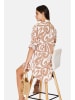 Le Jardin du Lin Leinen-Kleid in Camel/ Weiß