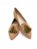 Belle Amie Leder-Ballerinas in Hellbraun/ Oliv