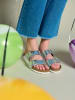Birkenstock Leren slippers "Arizona" zilverkleurig - wijdte N