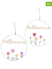 Boltze 2er-Set: Dekoanhänger "Blümi" in Beige/ Hellblau - (L)30 cm