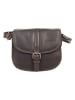 Bellicci Leren schoudertas "Kiara" donkerbruin - (B)18 x (H)16 x (D)10 cm