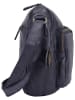 Bellicci Leren schoudertas "Crisanta" donkerblauw - (B)30 x (H)22 x (D)10 cm