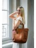 Bellicci Leder-Shopper in Cognac - (B)39 x (H)34,5 x (T)12 cm