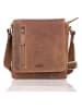 SPARWELL Leder-Umhängetasche "Bruno" in Cognac - (B)18,5 x (H)21 x (T)5,5 cm