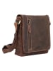 SPARWELL Leder-Umhängetasche "Bruno" in Braun - (B)18,5 x (H)21 x (T)5,5 cm
