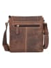 SPARWELL Leder-Umhängetasche "Bruno" in Braun - (B)18,5 x (H)21 x (T)5,5 cm