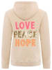 Zwillingsherz Hoodie "Love Peace Hope" in Beige