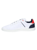 Lacoste Leder-Sneakers in Weiß/ Dunkelblau/ Rot