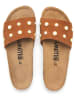 billowy Leren slippers lichtbruin