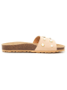 billowy Leren slippers beige