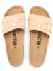 billowy Leder-Pantoletten in Beige