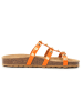 billowy Leder-Pantoletten in Orange