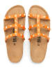 billowy Leder-Pantoletten in Orange