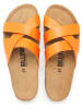 billowy Leder-Pantoletten in Orange