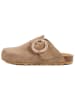 billowy Leren clogs bruin