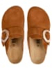 billowy Leren clogs lichtbruin