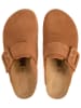 billowy Leder-Clogs in Hellbraun