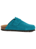 billowy Leder-Clogs in Türkis