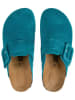 billowy Leder-Clogs in Türkis