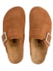 billowy Leder-Clogs in Hellbraun