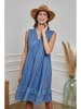 La Compagnie Du Lin Leinen-Kleid "Essentiel" in Blau