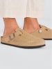 Birkenstock Skórzane chodaki "Boston" w kolorze beżowym