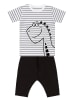 Denokids 2-delige outfit "Dino Striped" wit/zwart