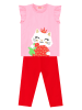 Denokids 2-delige outfit "Strawberry Cat" lichtroze/rood