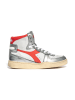 Diadora Skórzane sneakersy w kolorze srebrno-czerwono-białym