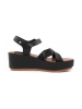 Studio 88 Skórzane sandały w kolorze czarnym na koturnie