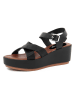 Studio 88 Skórzane sandały w kolorze czarnym na koturnie