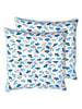 IHR Zitkussen "Little Paper Boats" blauw/wit - (L)45 x (B)45 cm