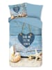 Pure Mikrofaser-Bettwäsche-Set "Beach" in Hellblau/ Beige