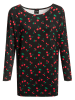 Pussy Deluxe Longsleeve "Cherries" in Schwarz/ Rot