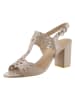 Heine Skórzane sandały w kolorze beżowym na obcasie